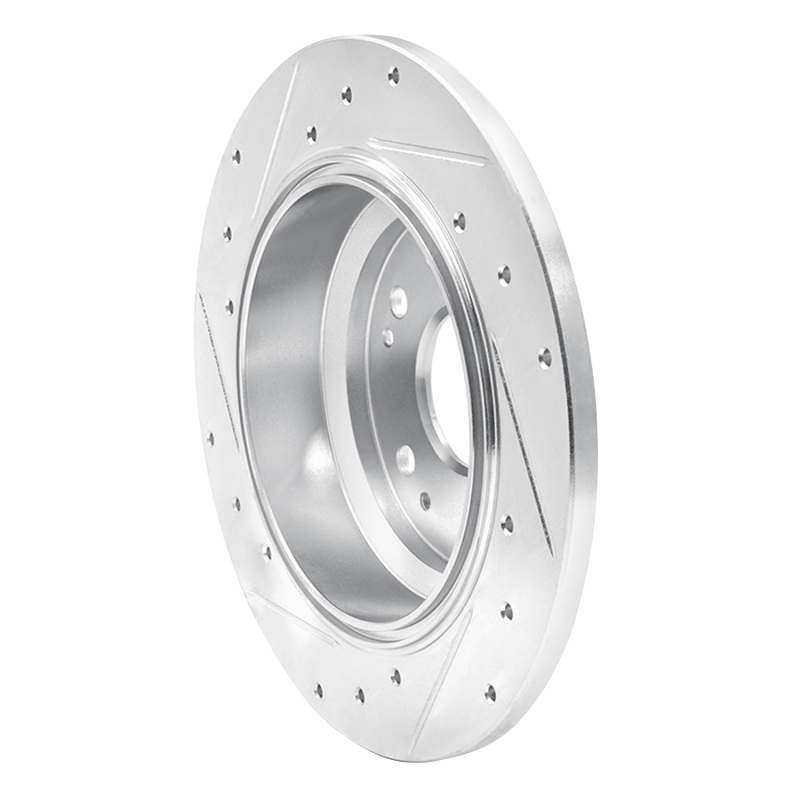 Acura RL Brake Rotor (1) - Rear Right - R1 Concepts - Drilled & Slotted - Silver - `02-`04
